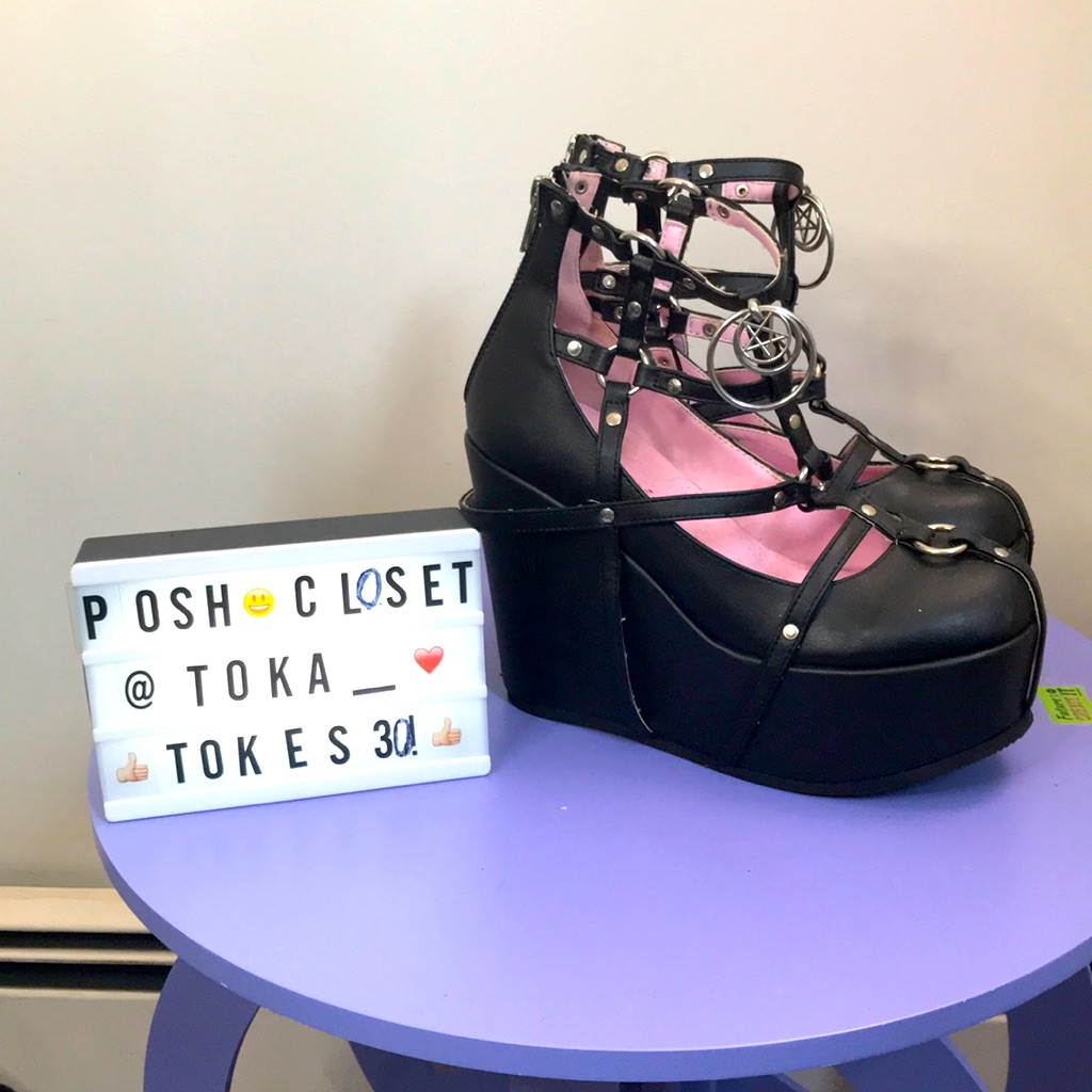 Dolls Kill X Demonia Black Platforms! Size 8!Bnwob!